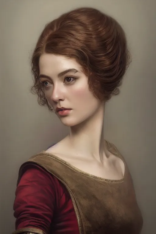 Prompt: a stunning ultra realistic fine art painting of a female wine expert , by tom bagshaw, studio portrait, muted colors, detailed hair, 4K