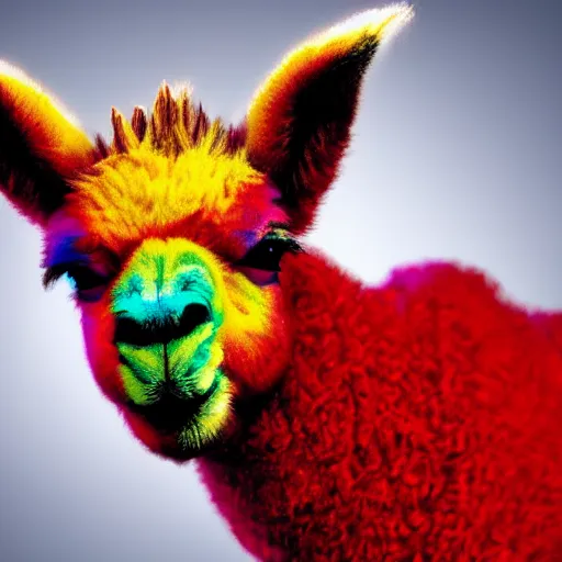 Image similar to color photo of a hyper-satanic cyber-llama.