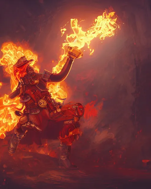 Image similar to Chicken, Anthropomorphized, holding flamethrower, raging, red, Golden Steampunk city atmosphere, magic the gathering artwork, D&D, fantasy, cinematic lighting, centered, symmetrical, highly detailed, digital painting, artstation, concept art, smooth, sharp focus, illustration, volumetric lighting, epic Composition, 8k, art by Akihiko Yoshida and Greg Rutkowski and Craig Mullins, heroic pose, oil painting, cgsociety