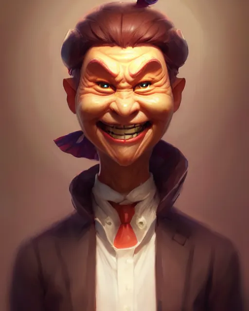 Image similar to character concept art of the happy mask salesman | | cute - fine - face, pretty face, realistic shaded perfect face, fine details by stanley artgerm lau, wlop, rossdraws, james jean, andrei riabovitchev, marc simonetti, and sakimichan, tranding on artstation