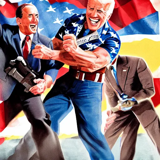 Image similar to Joe Biden as an action hero fighting off commies, 4k