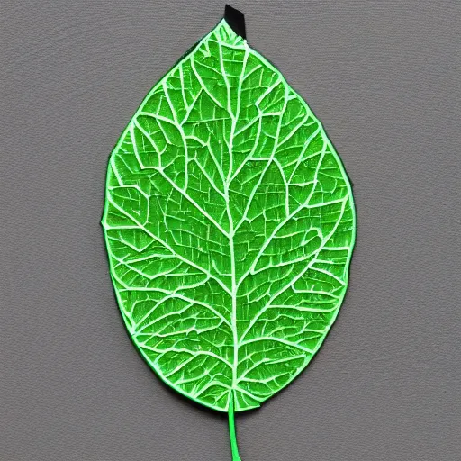 Prompt: a digital leaf made of circuit board