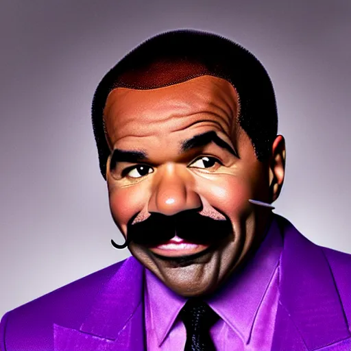 Image similar to steve harvey but his mustache is purple