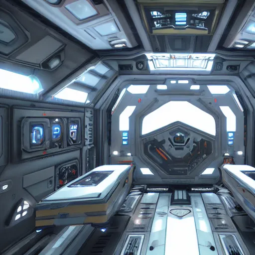 Prompt: the interior of a space ship from star citizen