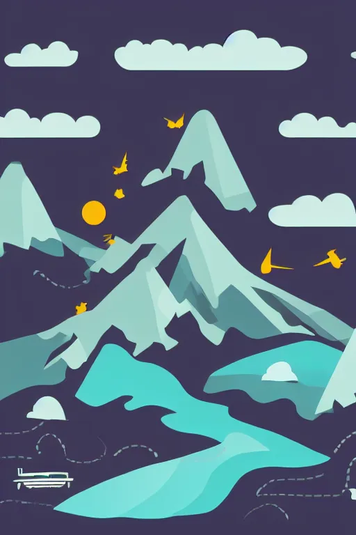 Image similar to airplane mountain flat vector illustration digital art trending on artstation