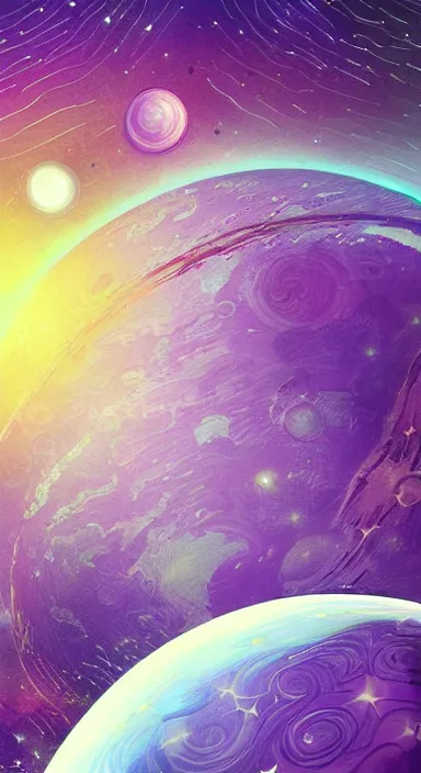 Image similar to layered purple planet space theme, background artwork, digital art, award winning, pixel art