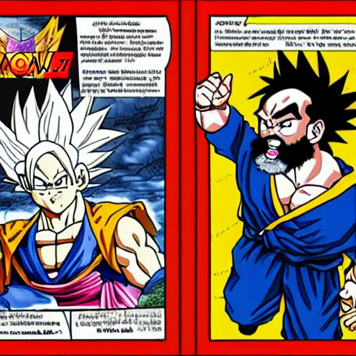 Image similar to Karl marx portrayed as a super sayan in Dragon Ball Z