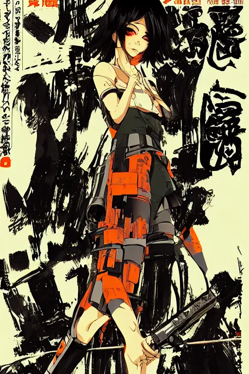 Prompt: professionally drawn seinen mature cyberpunk detective horror action manga comic cover about hinduism buddhism reincarnation cyborgs, full color, beautifully drawn coherent professional, drawn by ilya kuvshinov, ilya kuvshinov, satoshi kon and tsutomu nihei. japanese script kanji hiragana on the cover. simple minimalist stylized cover art. orange green cel shaded