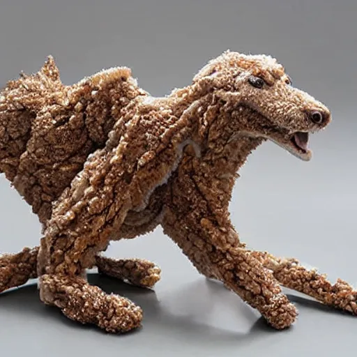 Image similar to hyper detailed sugar crusted sculpture of different cute animals