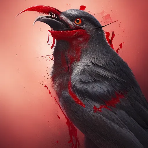 Image similar to A bird with the thirst for blood, hyperdetailed, artstation, cgsociety, 8k