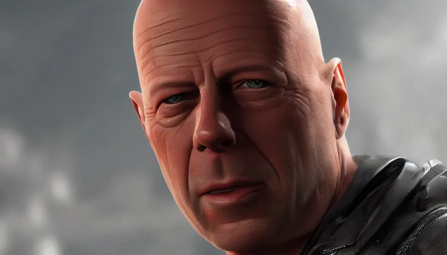 Image similar to Cinematic view of Bruce Willis, hyperdetailed, artstation, cgsociety, 8k