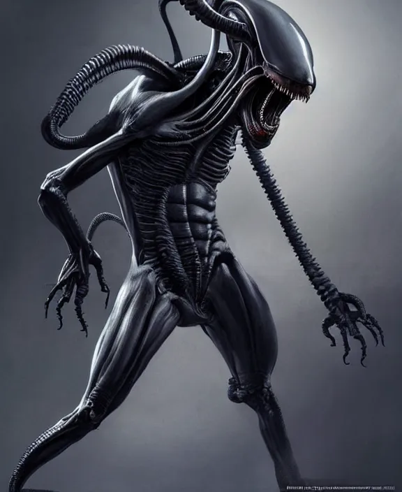 Image similar to xenomorph, art by denys tsiperko and bogdan rezunenko, hyperrealism