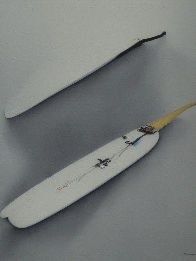 Image similar to a high fidelity photorealistic painting of a firewire surfboard, artistic photograph, studio light