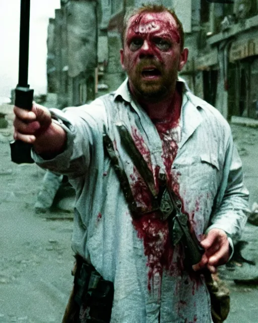 Image similar to uruk - hai in the movie shaun of the dead, high quality 3 5 mm film photo, film grain