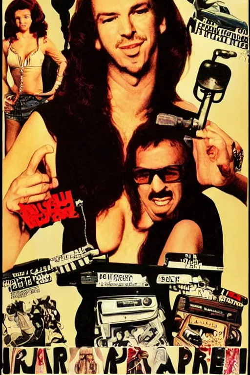 Prompt: russ meyer movie poster starring aphex twin