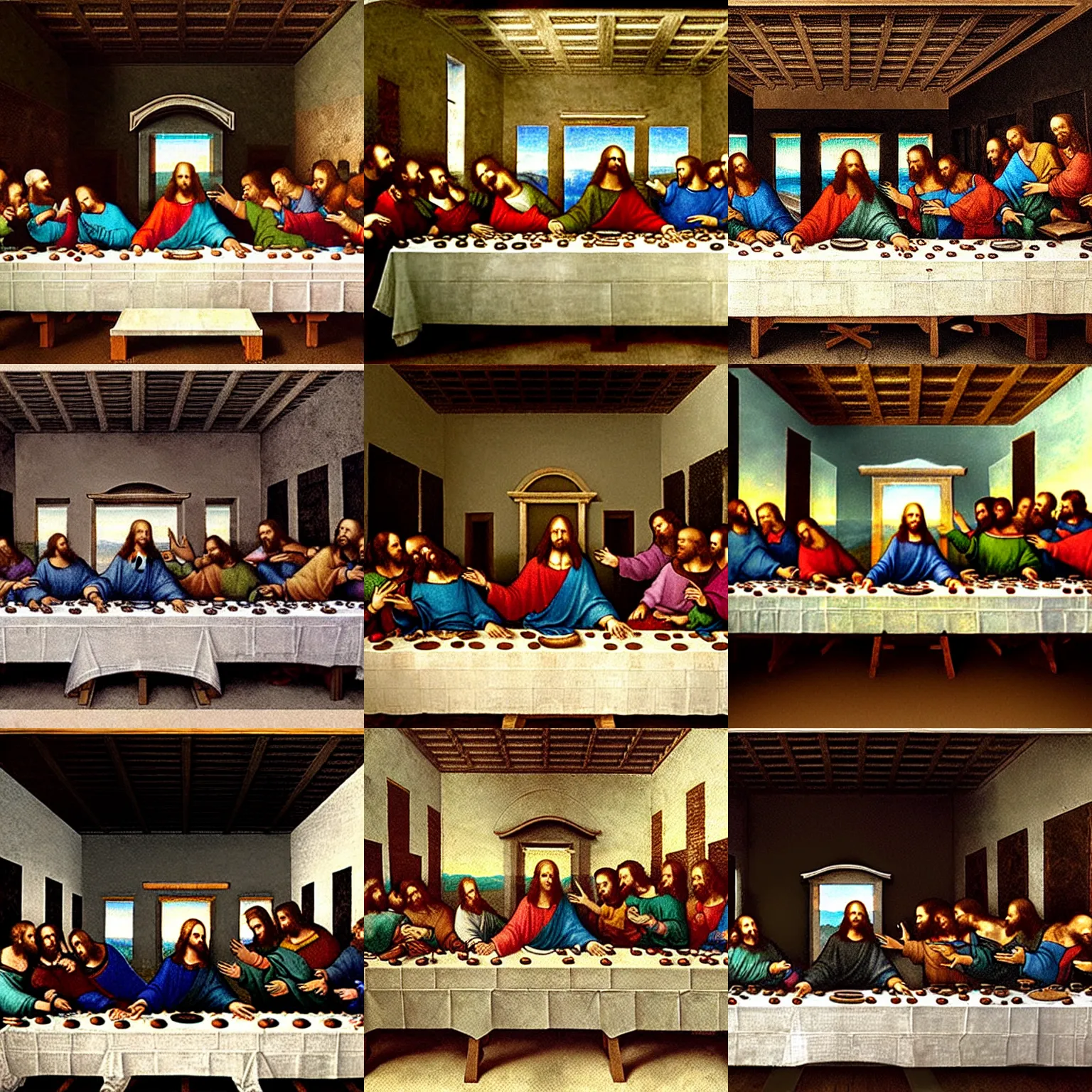 Prompt: hyper realistic, davinci's the last supper, apostles smoking marijuana