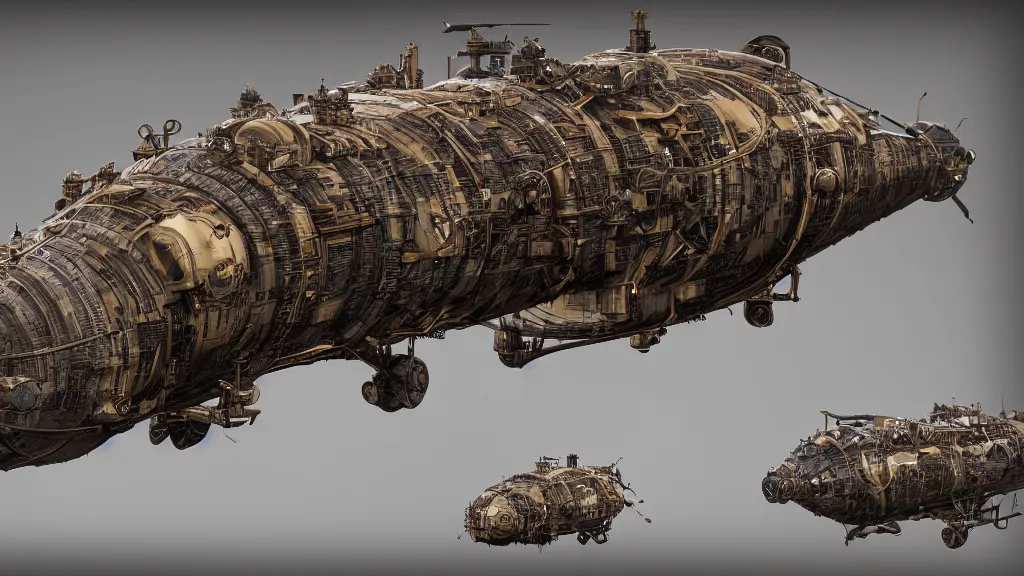 Image similar to steampunk tardigrade airship, high detail, octane render, 8k