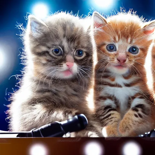 Image similar to an amazing award winning photo of kittens singing in a mic, very detailed and sharp, 4k hdr, masterpiece