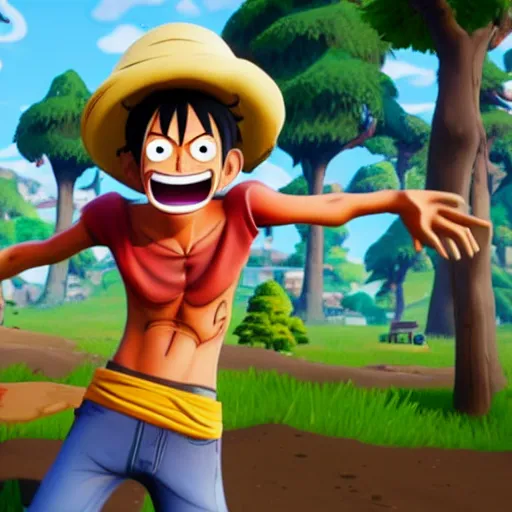 Prompt: monkey d. luffy in fortnite