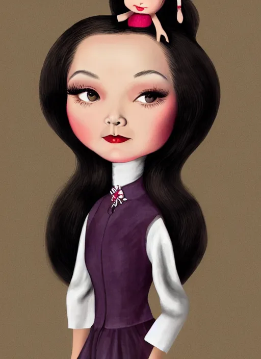 Prompt: nancy kwan as a mark ryden doll, detailed digital art, trending on artstation