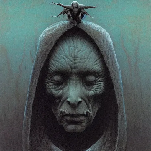 Image similar to ice lord, beksinski