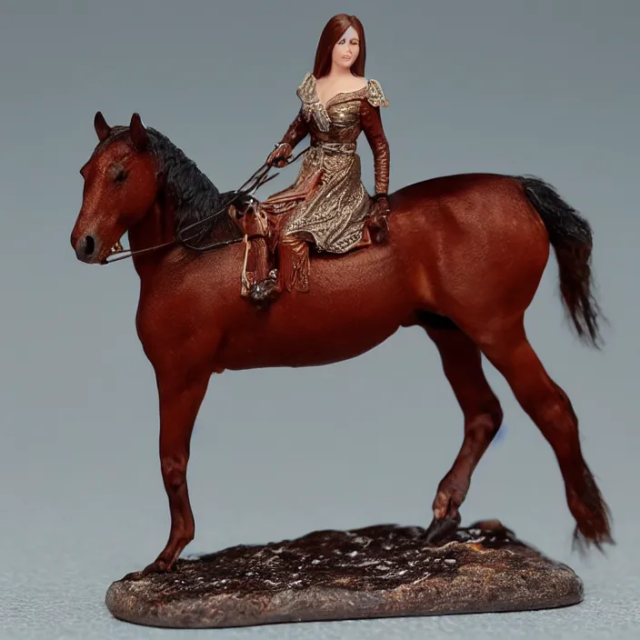 Image similar to 80mm resin detailed miniature of a Woman with a Horse, Product Introduction Photos, 4K, Full body, simple background