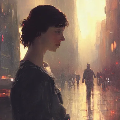 Image similar to anna hathaway, hyperrealistic portrait, bladerunner street, art of elysium by jeremy mann and alphonse mucha, fantasy art, photo realistic, dynamic lighting, artstation, poster, volumetric lighting, very detailed face, 4 k, award winning, trending in artstation, cinematic lighting, studio quality