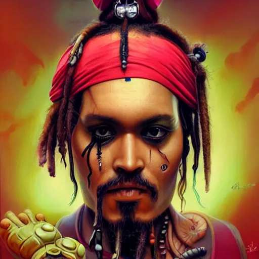 Image similar to Lofi BioPunk portrait of Jack Sparrow Pixar style by Tristan Eaton Stanley Artgerm and Tom Bagshaw