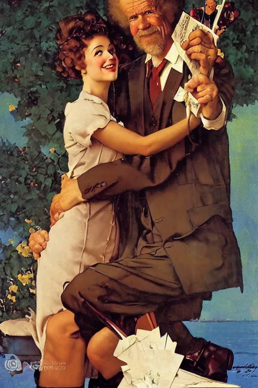 Image similar to bob ross artwork by norman rockwell, j. c. leyendecker, gil elvgren