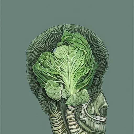 Image similar to the anatomy of a head of lettuce, an ultrafine detailed painting by james jean, studio ghibli, behance contest winner, vanitas, angular, altermodern