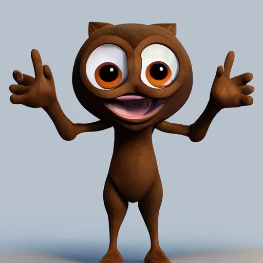 Image similar to a cartoon character with big eyes and legs, a 3 d render by grillo demo, zbrush central contest winner, furry art, rendered in maya, rendered in cinema 4 d, behance hd