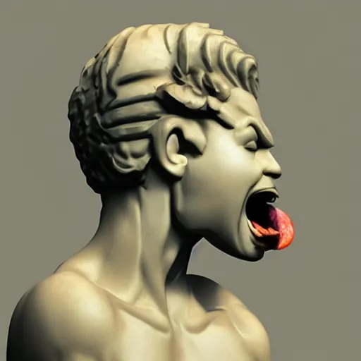 Image similar to a digital painting of an ancient greek god screaming, 3 / 4, by antonio mello, 3 d nft, nendoroid 3 d, cyberpunk artm, cgsociety, seapunk, anime aesthetic, rendered in maya