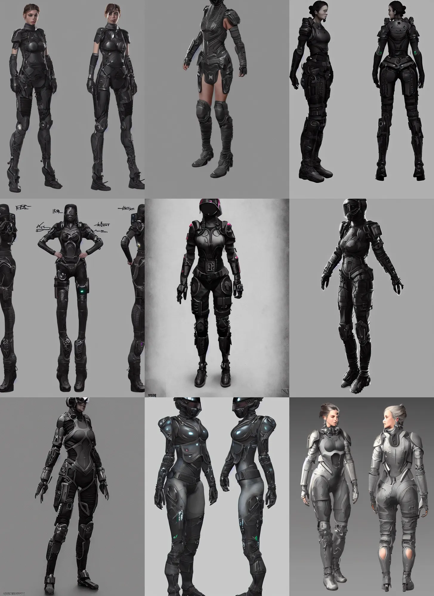 Prompt: female full body armor design, cyberpunk, dnd, artstation, 8 k
