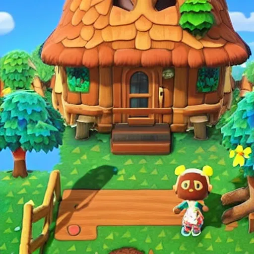 Prompt: a tree house in animal crossing