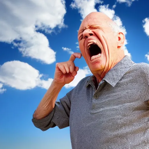 Prompt: old man yelling at the clouds