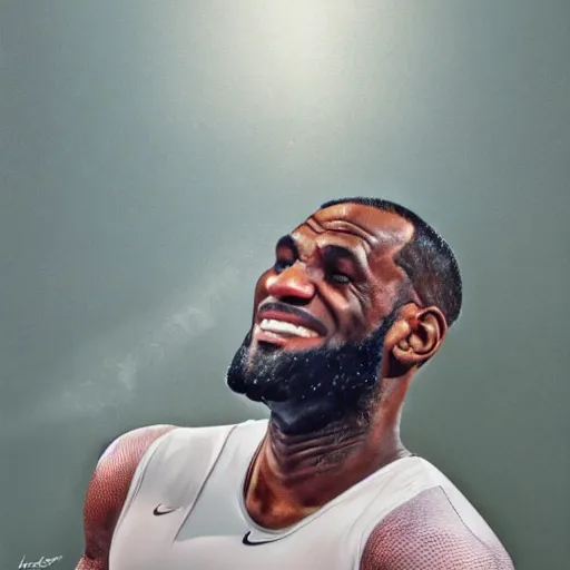 Image similar to paparazzi photo of Lebron James wearing ballet clothes, ultra high definition, professional photography, dynamic shot, smiling, high angle view, portrait, Cinematic focus, Polaroid photo, vintage, neutral colors, soft lights, foggy, by Steve Hanks, by Serov Valentin, by lisa yuskavage, by Andrei Tarkovsky 8k render, detailed, oil on canvas