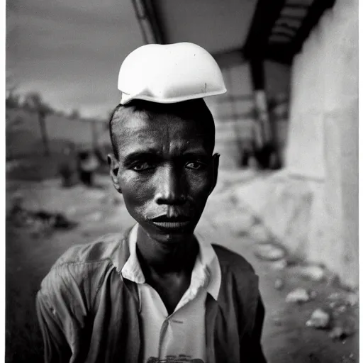 Image similar to A Kenyan-Filipino gas station worker in 3027, portrait, Taschen, by Annie Liebovitz, Robert Mapplethorpe, Hedi Slimane