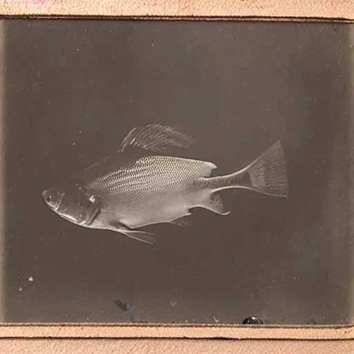 Image similar to underwater tintype photo of piranha