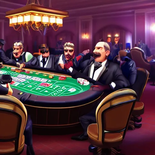 Prompt: cybord cat mafia playing poker in a casino, 4k