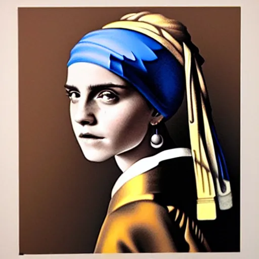 Prompt: emma watson with a Pearl Earring painted by Beksinski