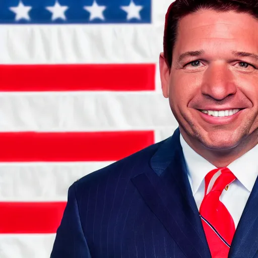 Image similar to ron desantis with bald eagle sitting on his shoulder, award - winning, artstation, patriotic, fireworks in background,