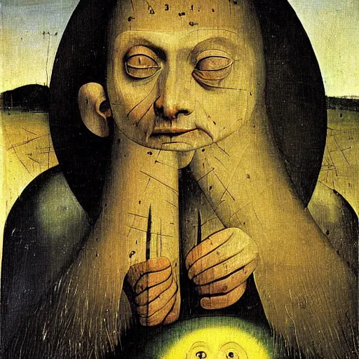 Image similar to a painting of the eyes of the sun by hieronymus bosch