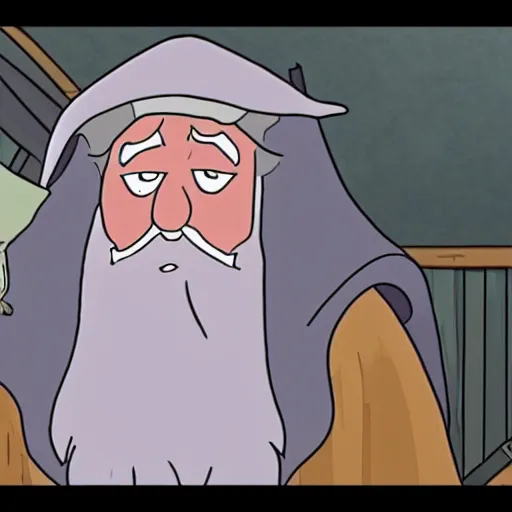 Image similar to gandalf in an adult swim cartoon