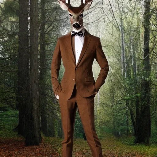 Image similar to hybrid human deer, in a full suit