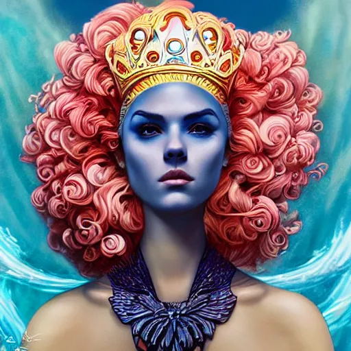 Prompt: underwater queen portrait, Pixar style, by Tristan Eaton Stanley Artgerm and Tom Bagshaw.