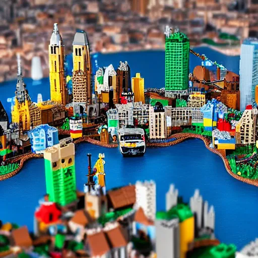 Prompt: city made out of lego, very high quality, photorealistic, 4k
