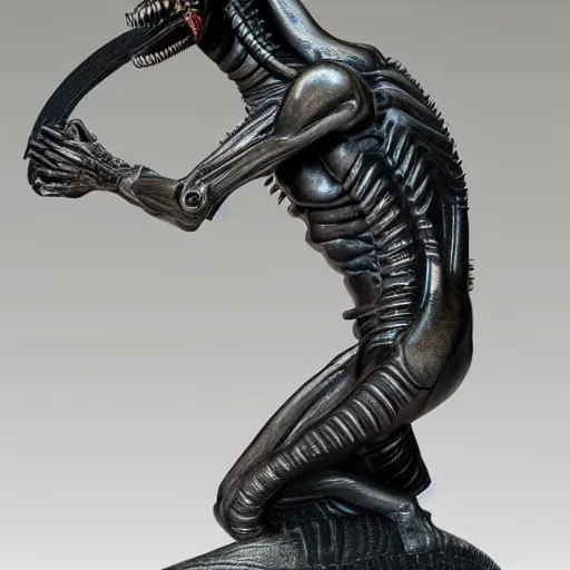Prompt: Giger-style statue xenomorph