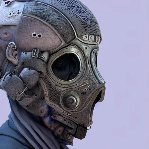 Image similar to Very very very very highly detailed epic central composition studio photography of face with hockey mask, intricate, dystopian, sci-fi, extremely detailed, digital painting, artstation, concept art, smooth, sharp focus, illustration, intimidating lighting, incredible art by Anna Dittmann and Anton Pieck and Artstation, Octane render in Maya and Houdini VFX