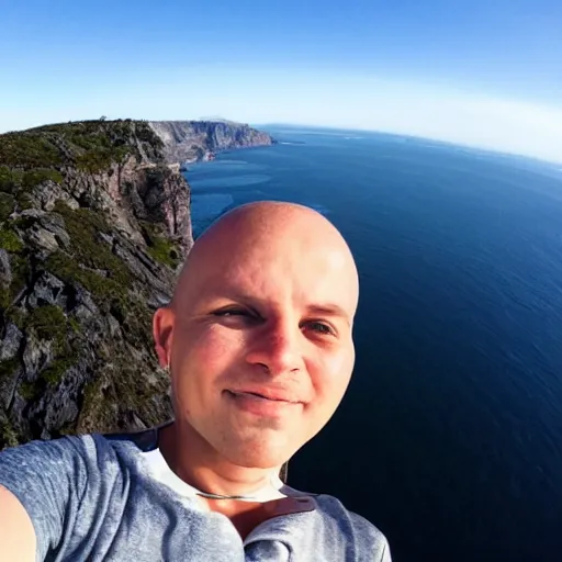 Image similar to a selfie on the edge of the world