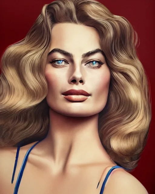 Image similar to Beautiful Head and shoulders portrait of margot robbie wearing a camisole by alberto Vargas, arney freytag, artstation, fashion photoshoot, urban jungle, fashion pose, octane, 4k